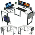 L Shaped Desk, 50 Inch Reversible Computer Desk Corner Gaming Table with CPU Stand & Storage Bag, Sturdy Metal Frame PC Workstation for Home Office, Black Wood